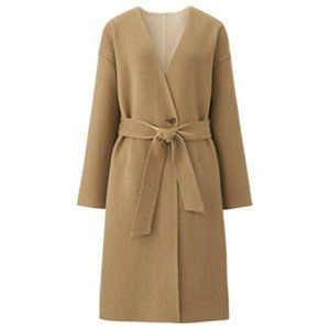 ⚠ ISO Uniqlo Double Face Collarless Coat XS or S ⚠
